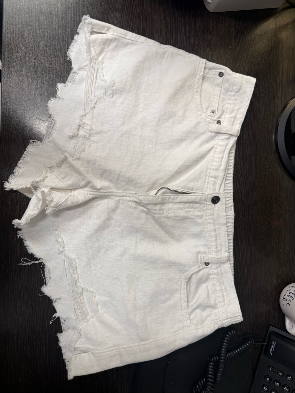 BY AERIE: White Distressed Denim Cutoff Shorts (LIKE CURRENT DAYDREAM SHORTS)